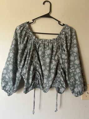 Ren Faire XL Peasant Top Sage Whimsy Fairy Cottagecore Dainty Lovely